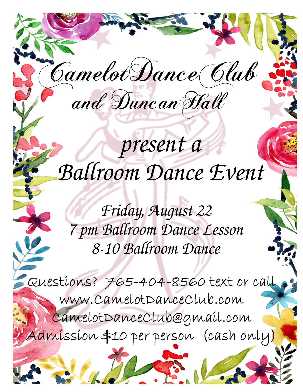 Flyer for August Dance